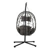 CAVINAS Wicker Swing Egg Chair with Cushion and Stand,Patio Swing Hanging Basket Chair with Stand for Bedroom Porch Garden - 2 of 4