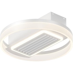 Bladeless Fan Lamp with Lights Dimmable LED, Timing 6 Speeds Fan Ceiling Lamp, with Remote, Smart Bladeless Fans White - 1 of 4