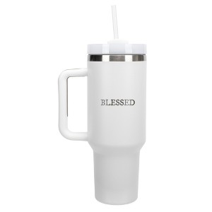 100 North Blessed Have Faith In Him Wrap-Around 40 Oz. Stainless Steel Water Bottle Coffee Mug, Spill & Leak Resistant, Travel Tumbler with Handle, - 1 of 4