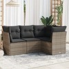 vidaXL 4 Piece Patio Sofa Set with Cushions - Gray Without Table - 2 of 4