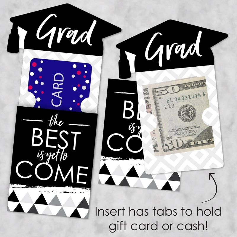 Big Dot of Happiness Black and White Grad - Best is Yet to Come - Graduation Party Money and Gift Card Sleeves - Nifty Gifty Card Holders - Set of 8, 3 of 8