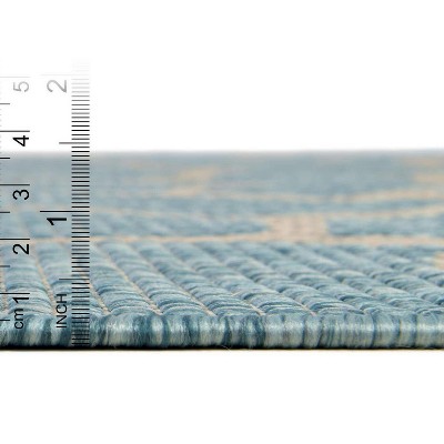 Light Aqua Rectangular Stain-Resistant Outdoor Rug 4' x 6'