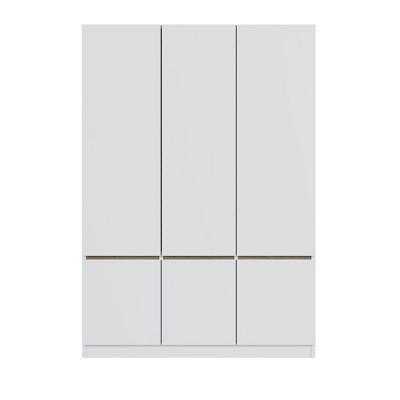 TIRAMISUBEST 6-Door Mobile Wardrobe - Locking Wheels & Adjustable Shelf, White/Brown?
