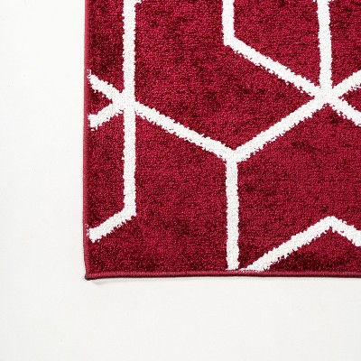 Jonathan Y Red and White Geometric Flat Woven Area Rug
