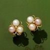 Ross-Simons 6.5mm Multicolored Cultured Pearl Flower Earrings With Diamonds in 18kt Gold Over Sterling - 4 of 4