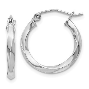 Black Bow Jewelry 2.5mm Sterling Silver, Twisted Round Hoop Earrings, 20mm (3/4 In) - 1 of 4