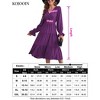 Women's Wrap V Neck Midi Dress Casual Long Sleeve Smocked Waist A Line Pleated Tiered Flowy Long Dress - 4 of 4