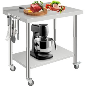 Heavy Duty Stainless Steel Work Table, Adjustable Height Utility Table for Home, Garage, and Restaurant Use - 1 of 4