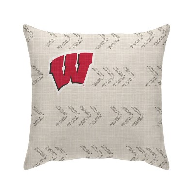 NCAA Wisconsin Badgers Wordmark Decorative Throw Pillow