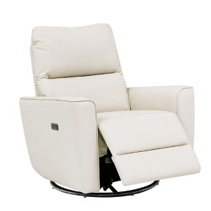 Swivel Recliner Chair, PU Leather Upholstered Rocker Recliner with Adjustable Footrest and Curved Armrest, Modern Reclining Sofa for Living Room - 1 of 4