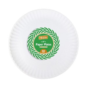 Posh Setting 9 Inch Uncoated White Paper Plates - 360 Count - 1 of 3