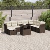 vidaXL 9 Piece Patio Sofa Set with Cushions - Brown and Cream without storage - 2 of 4