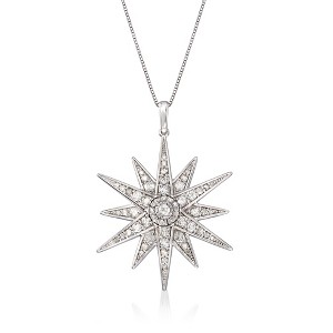 Ross-Simons 1.20 ct. t.w. Diamond Starburst Pendant Necklace in Sterling Silver - 1 of 3