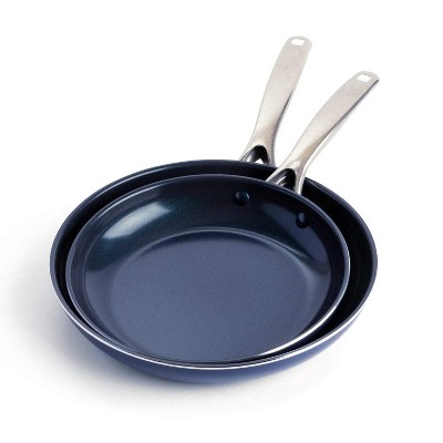 LunaLulinlk 2-Piece Ceramic Nonstick Fry Pan Set – 9.5" & 11", Toxin-Free, Dishwasher Safe, Blue