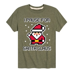 Boys' - Instant Message - Video Gamer I Pause for Santa Claus Short Sleeve Graphic T-Shirt - 1 of 4