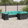 vidaXL 10 Piece Garden Sofa Set with Cushions Black Poly Rattan - Black - 2 of 4