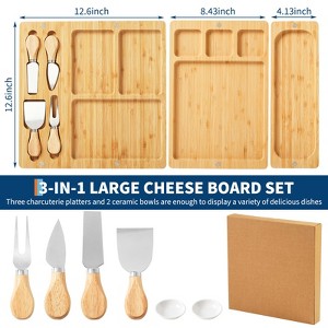 Charcuterie Boards Set, 25.2 in ¡Á12.6 in Large Bamboo Cheese Board Set, Cheese Platter Gift for House Warming New Home, Wedding Couple - 1 of 4