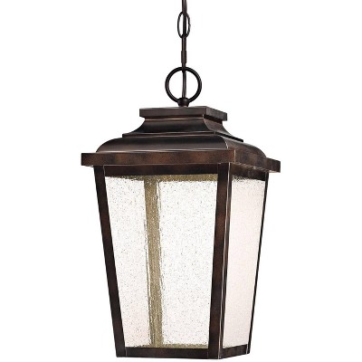 Minka Lavery Rustic Outdoor Hanging Light Fixture Chelsea Bronze LED Damp Rated 15 1/2" Seeded Glass for Post Exterior Barn Porch