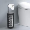 Stand-Alone Toilet Paper Dispenser with 3-Roll Capacity and Rattan Design Accents - 2 of 4