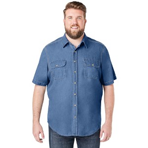 Boulder Creek by KingSize Short Sleeve Denim And Twill Shirt - 1 of 4