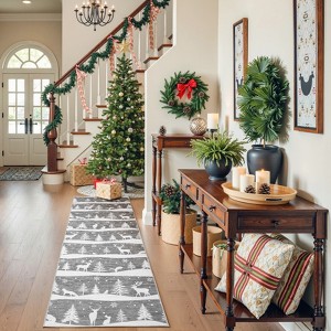 Christmas Area Rugs, Christmas Rugs with Xmas Tree Reindeer Snowflake for Holiday Decor,Low Pile Washable Rug for Dining Room, Bedroom - 1 of 4