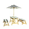 Hrinhom 3-Piece Outdoor Blue&White Stripes Kids Picnic Table with Umbrella and 2 Benches - 4 of 4