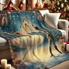 1pc Christmas Ballet Dancer & Nutcracker Flannel Blanket, Contemporary Style, Blue, Soft Throw for Living Room, Bedroom, Sofa, Winter Decor. - 2 of 4