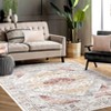 Washable Carpet, Vintage Distressed, Non-Slip, Non-Shedding Backing, Floor Cover, Soft, Short Pile, Foldable, Floral Badge Print Decorative Carpet - 2 of 4