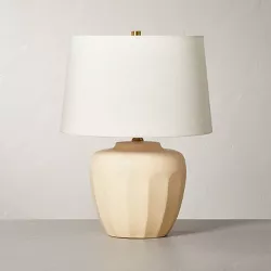 Faceted Ceramic Table Lamp Taupe/Cream (Includes LED Light Bulb) - Hearth & Hand™ with Magnolia
