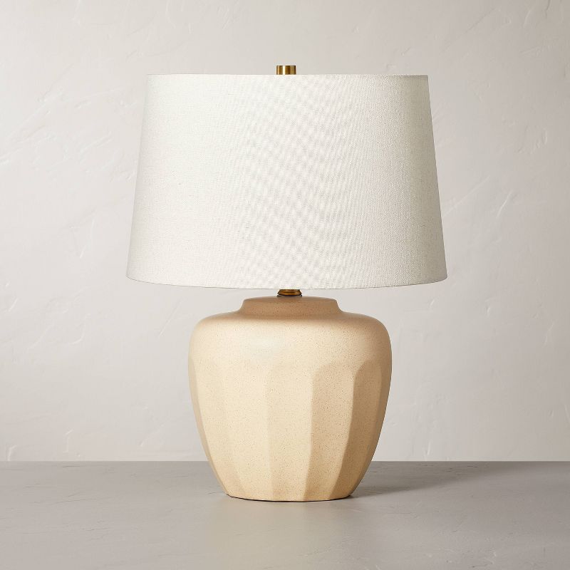 Faceted Ceramic Table Lamp Taupe/Cream (Includes LED Light Bulb) - Hearth &#38; Hand&#8482; with Magnolia, 1 of 11