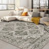 Area Rug Retro Boho Pattern Washable Ultra-Thin Non Slip Living Room Dining Bedroom & Office Dark Green - 3 of 4