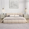 Queen Size Platform Bed Chenille Upholstered Bed with Checkerboard Headboard -- Frevyn - 2 of 4