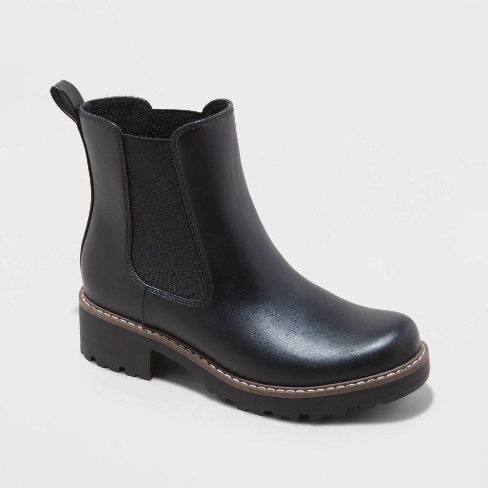 Women's Celina Wide Width Chelsea Boots with Memory Foam Insole - Universal Thread™ Black 6.5W