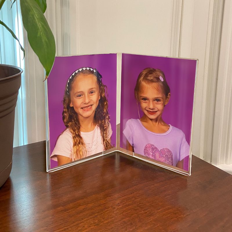 Azar Displays Clear Acrylic Double Photo Holder, Side by Side Dual Frame, Size 5"W x 7"H, 2-Pack, 5 of 6
