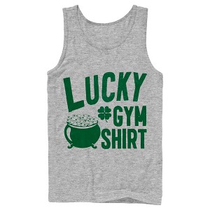 Men's Lost Gods St. Patrick's Day Lucky Gym Shirt Distressed Tank Top - 1 of 4
