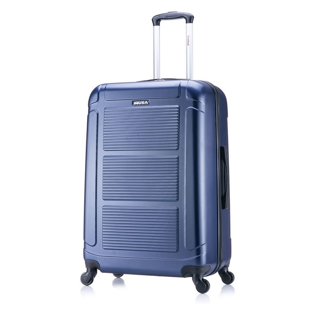 Photos - Luggage InUSA Pilot Lightweight Hardside Large Checked Spinner Suitcase - Navy Blu 
