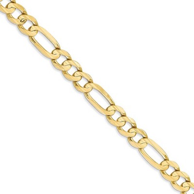 Black Bow Jewelry Men's 6mm, 10k Yellow Gold, Concave Figaro Chain Necklace