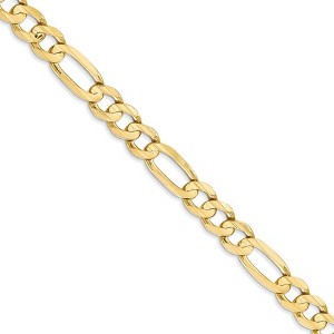 Black Bow Jewelry Men's 6mm, 10k Yellow Gold, Concave Figaro Chain Necklace - 1 of 4