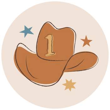 My First Rodeo - Little Cowboy 1st Birthday Party Circle Sticker Labels - 24 Count