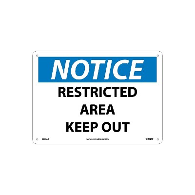 National Marker Restricted Area Keep Out 10x14 .040 Aluminum Notice ...