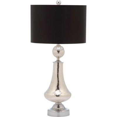 Mercury Crackle Glass Table Lamp Set with Black Shade