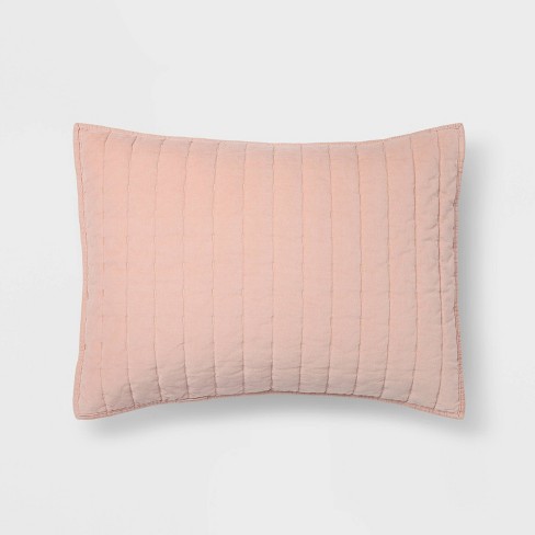 King Channel Stitch Velvet Quilt Sham Soft Blush - Threshold™: Oeko-tex ...