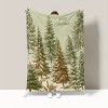 Christmas Tree Pattern Flannel Blanket Soft Warm Flannel All-Season Cozy Throw with Green Golden Pine Tree Design Christmas Gift. - 3 of 4
