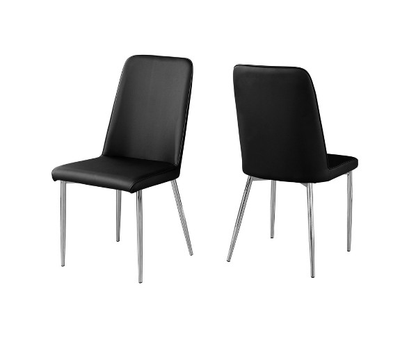 Dining Chair - Black Leather & Chrome - EveryRoom