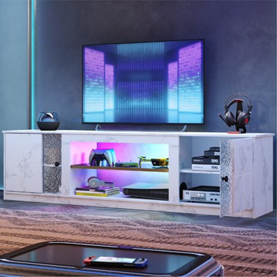 Pinmoco 70" LED TV Stand for TVs up to 80", Gaming Entertainment Center with Storage
