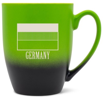 Elanze Designs Germany German Flag 12 Ounce Ceramic Laser-Etched Engraved Drinkware Mug, Green and Black Ombre