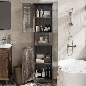 Bathroom Storage Cabinet, Tall Storage Cabinet with Doors and Adjustable Shelf - 1 of 4