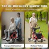 VEVOR 2 in 1 Rollator Walker & Transport Chair for Seniors, Folding Rolling Walker Wheelchair Combo & Footrests, All Terrain Wheels, 300LBS - 3 of 4