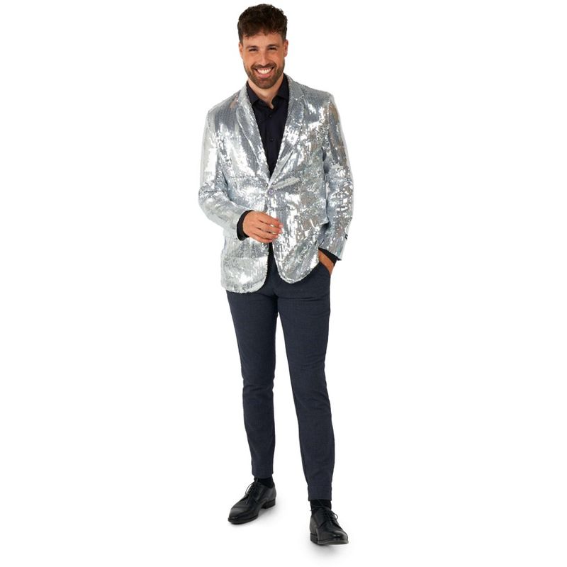 Suitmeister Men's Christmas Blazer - Sequins Silver, 3 of 5