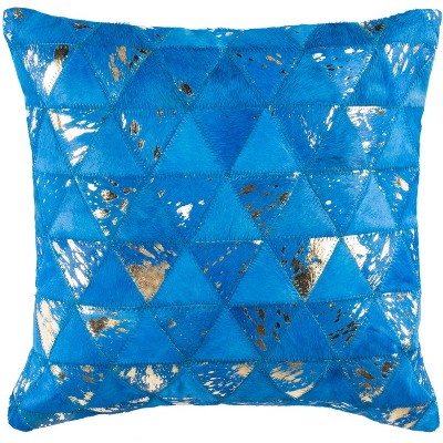 Clairton Metallic Cowhide Pillow - Blue/Silver - 20" x 20" - Safavieh